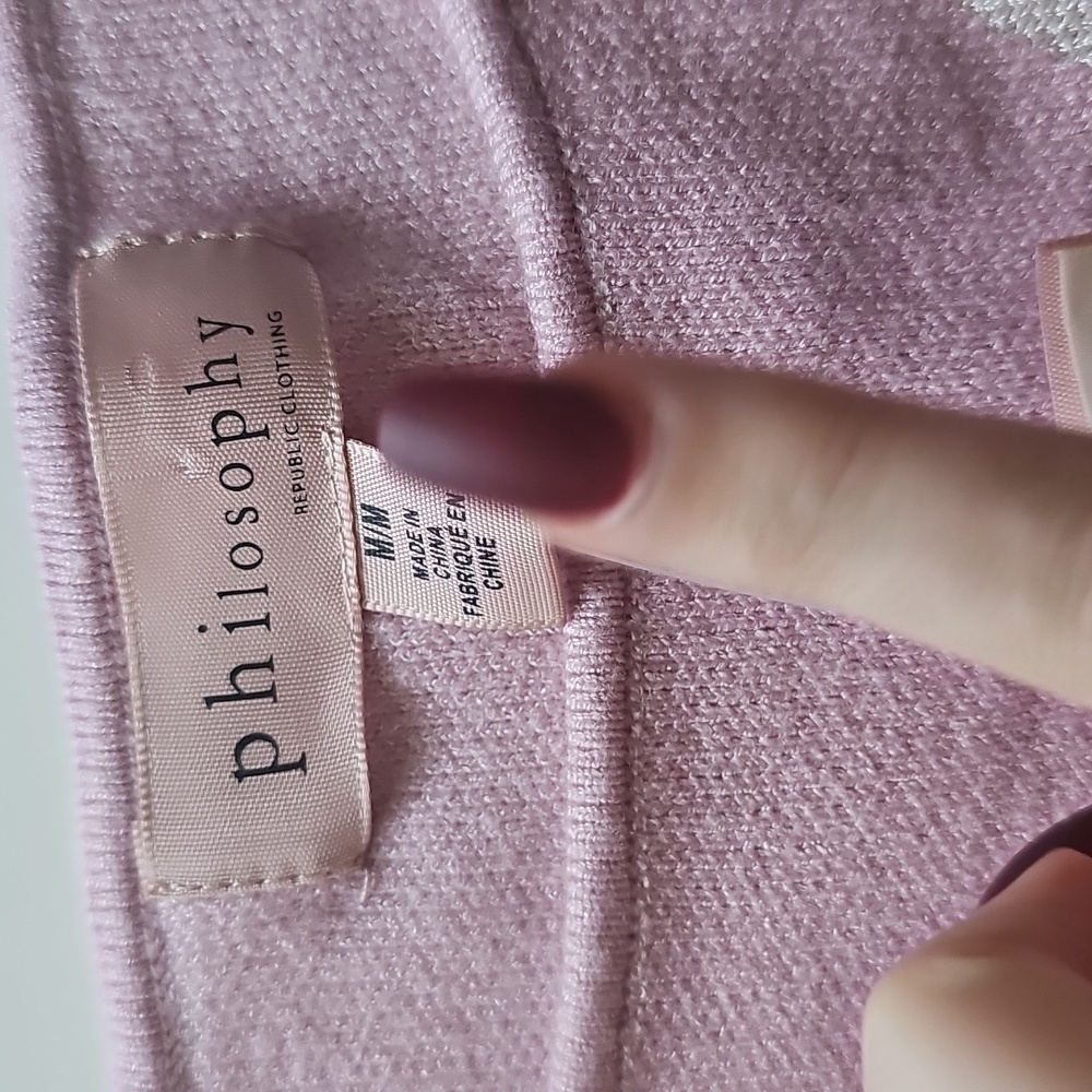 Philosophy Soft Pink Knit Long Sleeve Shell Print Top - Picture 2 of 5